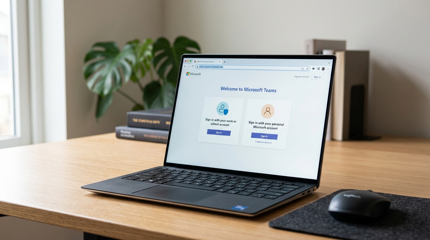 Teams官网登录进入网页版 teams.microsoft.com 入口示意