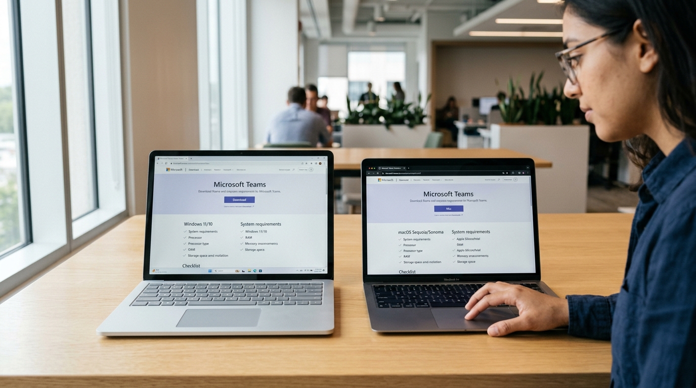 Teams电脑版官方下载页面与Windows、macOS系统要求对比