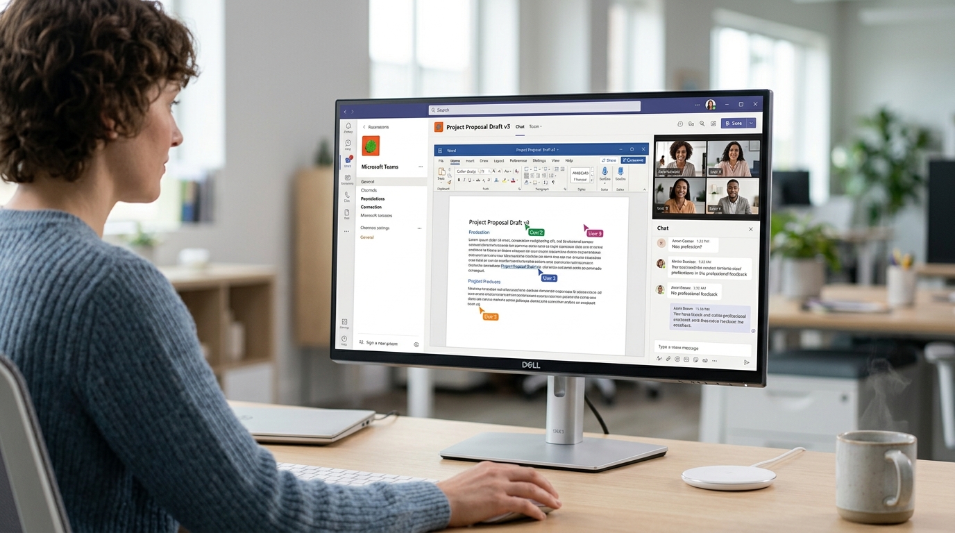 Microsoft Teams 团队协作工具界面展示聊天会议文件集成