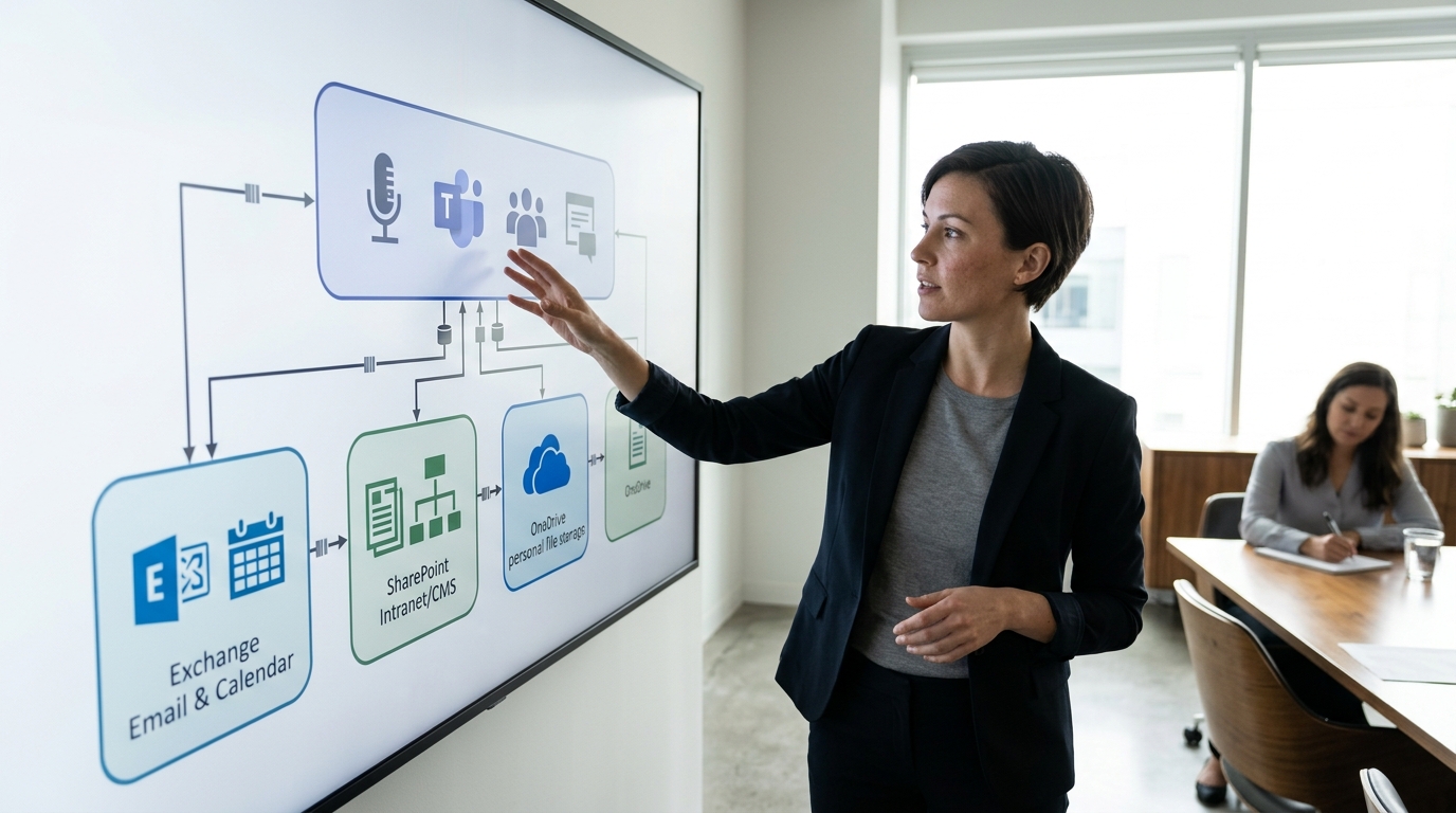 Microsoft Teams 与 Office 365 底层服务关系图