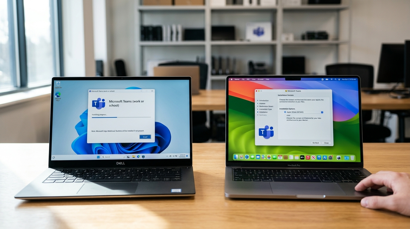 Windows和Mac版Teams下载安装文件对比