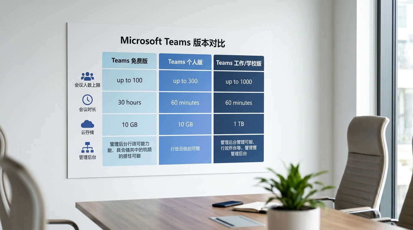 Teams电脑版三个版本对比
