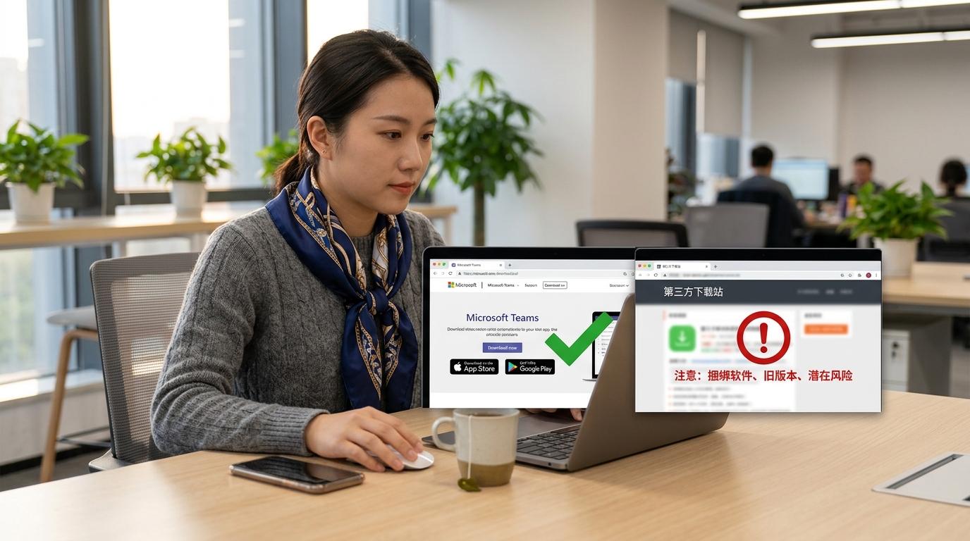 Teams下载安全渠道对比:微软官方与应用商店 vs 第三方下载站风险