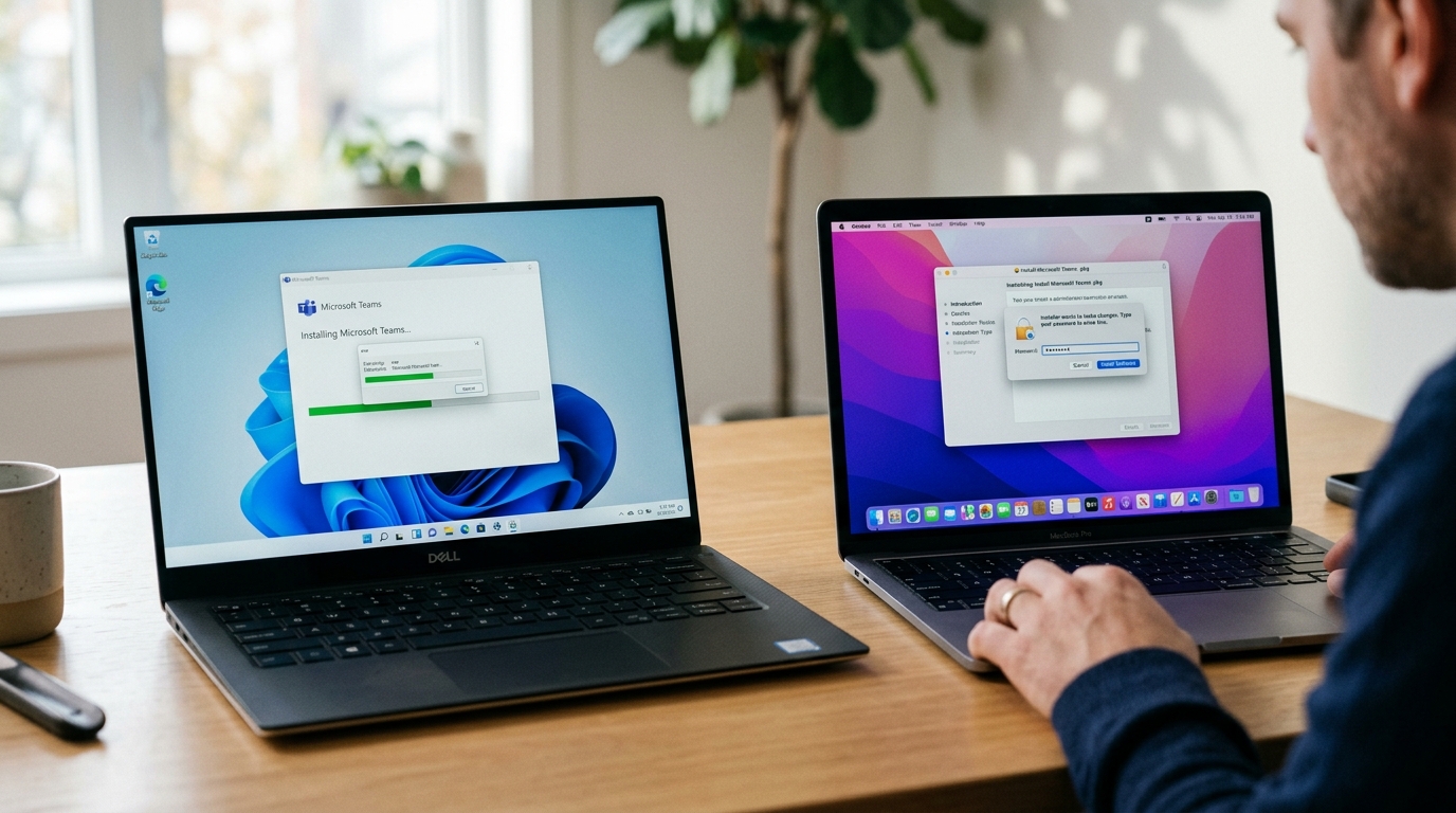 Windows与macOS桌面版Teams下载安装流程对比