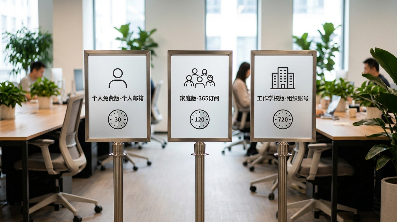 Teams下载版本选择:个人免费版家庭版工作学校版账号与功能对比