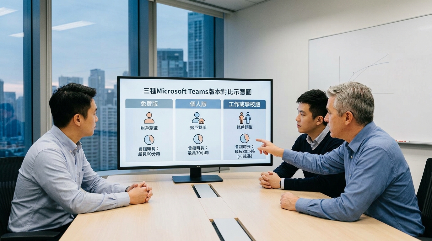 Teams下载版本区别对比:免费版个人版与工作学校版账号和功能差异