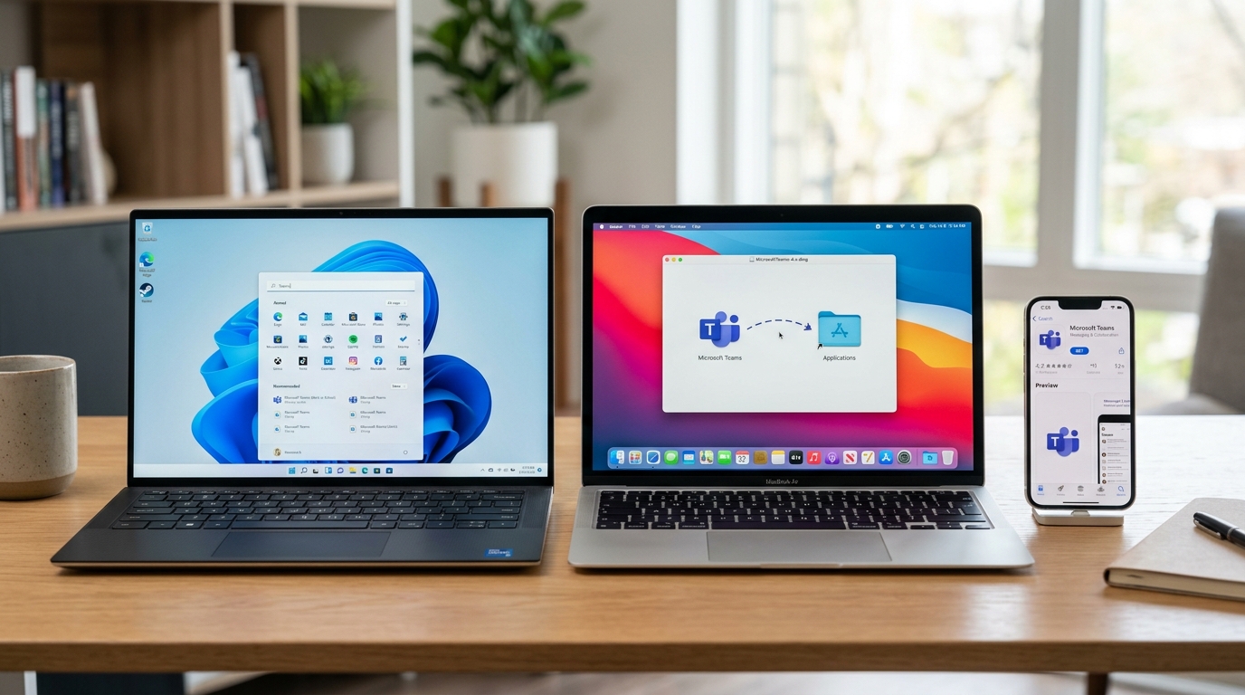 Windows、Mac、手机端Teams下载与安装步骤对比