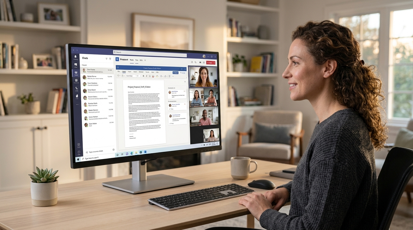 Microsoft Teams 一体化协作平台聊天会议文件界面