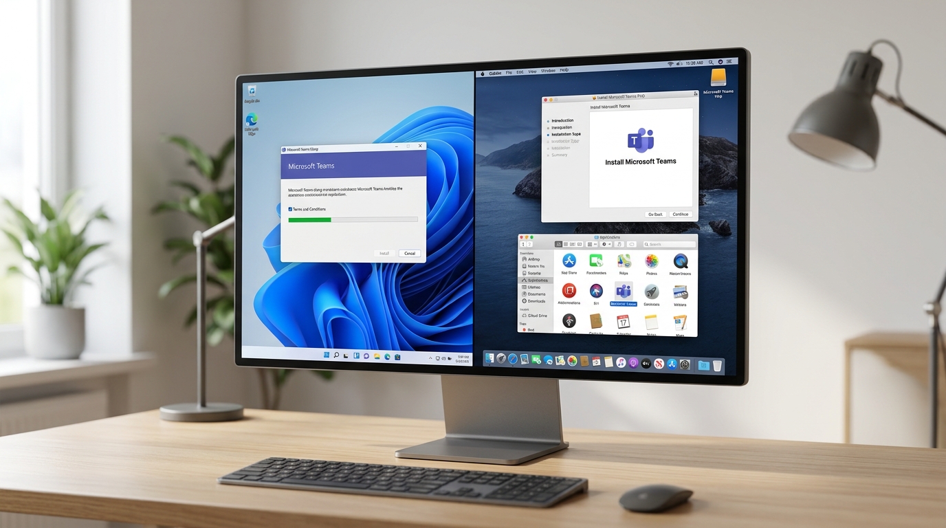 Teams电脑版在Windows和Mac上的下载安装步骤对比