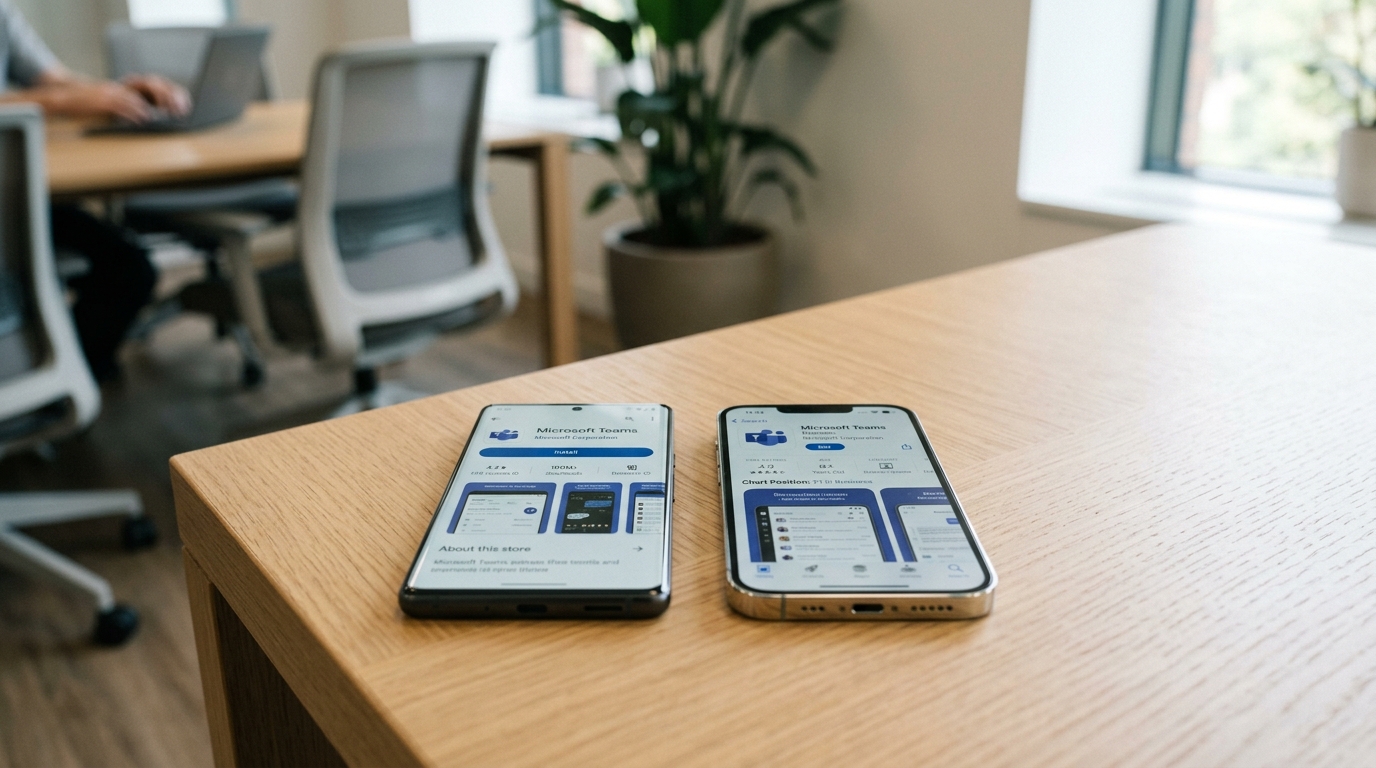 Android与iPhone手机端Teams下载,认准开发者Microsoft Corporation