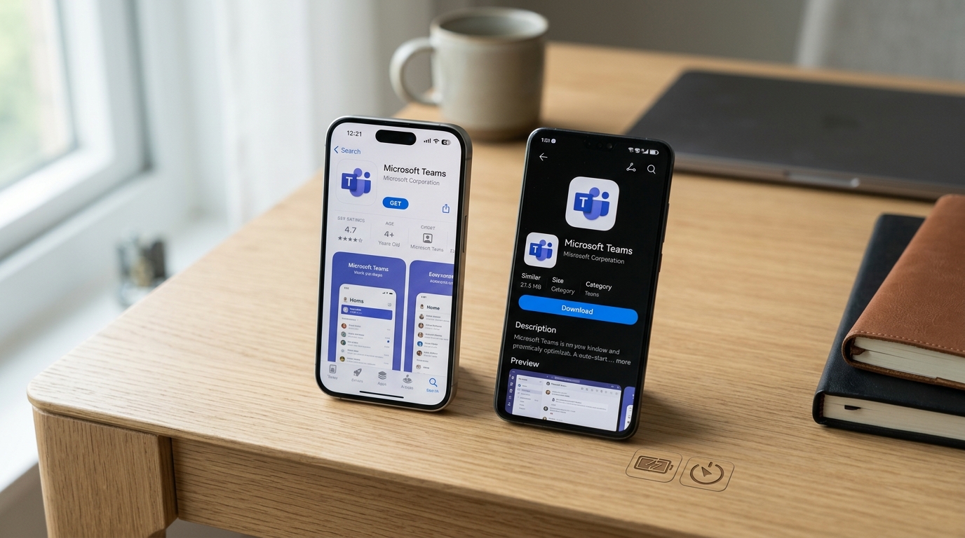 Teams下载iPhone和Android移动版安装与推送设置示意